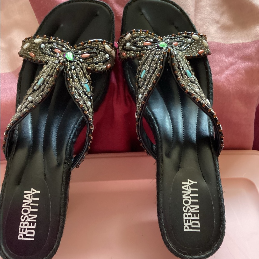 Black Beaded Women's Sandals